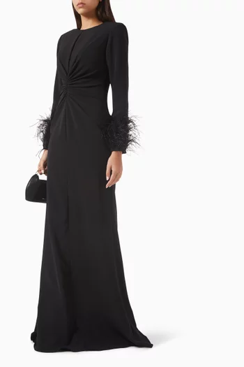 Feather-cuff Gown in Crepe