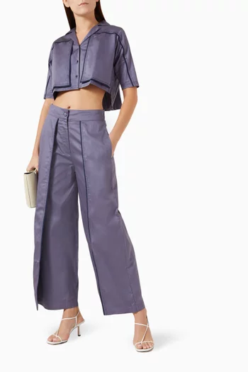 Reza Top & Pants Set in Cotton Satin