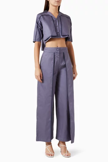 Reza Top & Pants Set in Cotton Satin