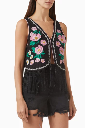 Otis Embroidered Vest in Cotton Blend