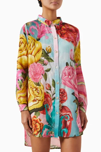 Crystal Mirage Mini Shirt Dress in Cotton-blend