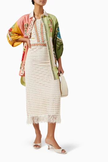 Lani Harvest Crochet Midi Dress in Cotton
