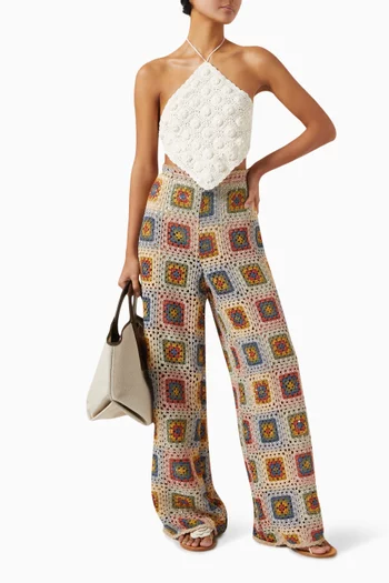 Flower Harvest Halter Crochet Top in Cotton