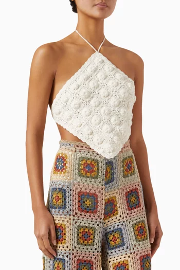 Flower Harvest Halter Crochet Top in Cotton