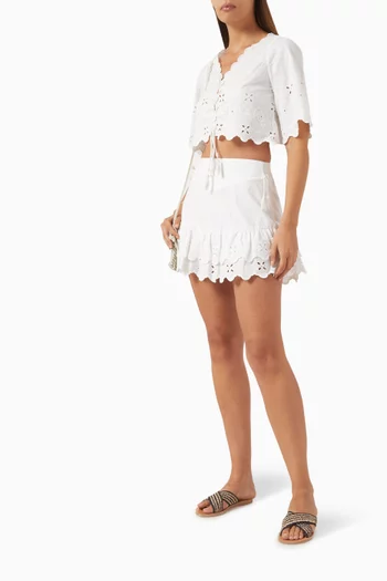 Nixi Eyelet Mini Skirt in Cotton