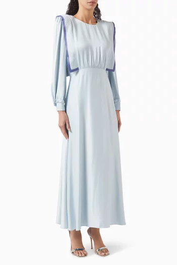 Padded-shoulder Midi Dress in Rayon