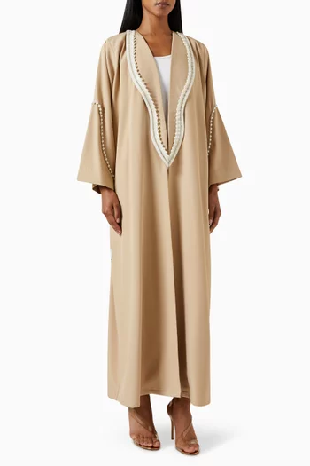 Bead-trim Abaya in Crepe