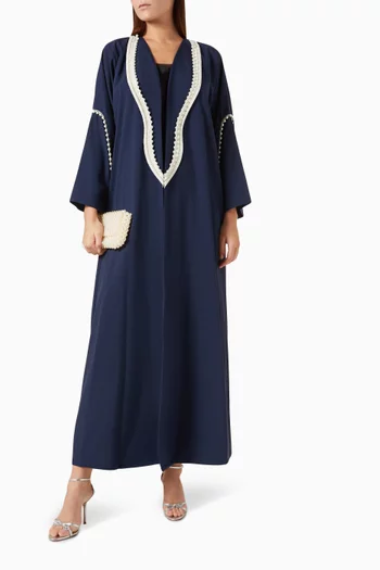 Bead-trim Abaya in Crepe
