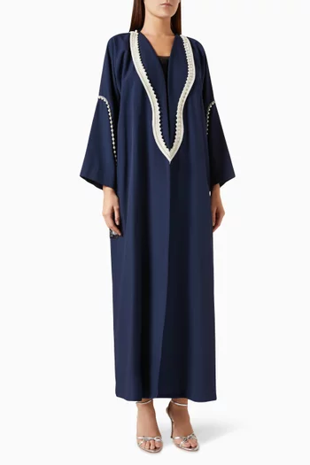 Bead-trim Abaya in Crepe