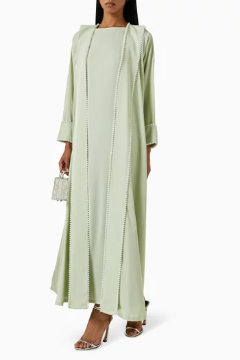 Crystal-embellished Abaya in Crepe