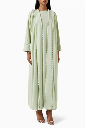 Crystal-embellished Abaya in Crepe