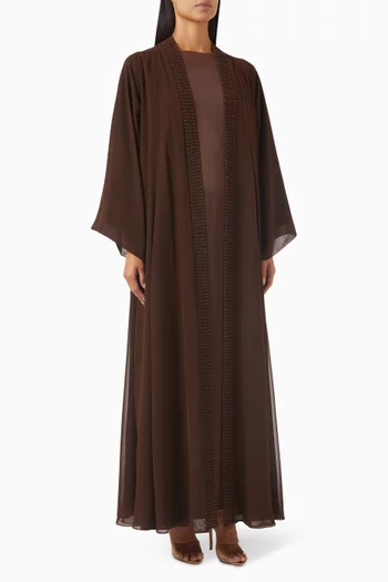 طقم عباية شيفون وكريب، 3 قطع