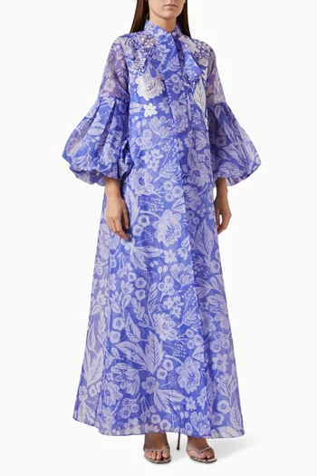 Zahra Printed Cape in Poly-organza