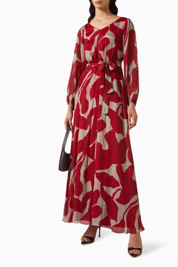 Printed Maxi Dress in Chiffon
