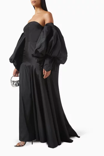 Off-shoulder Cape Gown in Taffeta