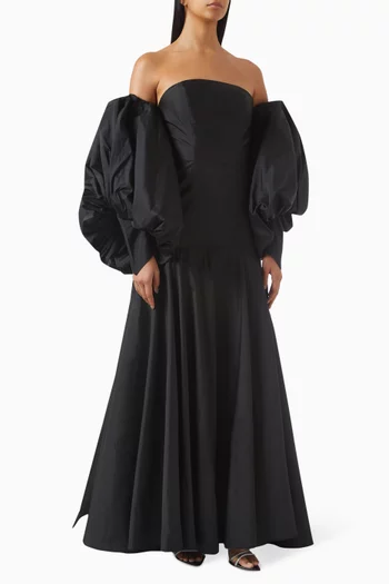 Off-shoulder Cape Gown in Taffeta