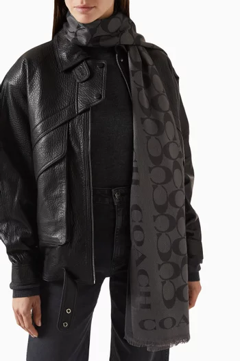 وشاح بنقشة شعار الماركة مزيج حرير وقطن