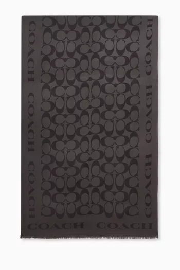 وشاح بنقشة شعار الماركة مزيج حرير وقطن