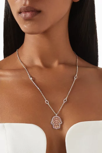 "Hamsa in Capri" Sapphire Necklace in Sterling Silver