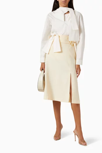 Belted A-line Midi Skirt