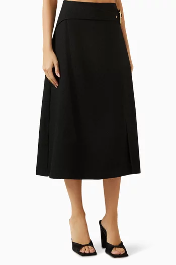 Belted A-line Midi Skirt