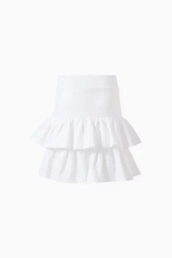 Logo Ruffle Skirt in Cotton