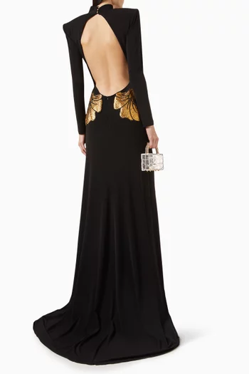 Embellished Open-back Gown