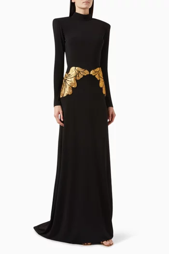 Embellished Open-back Gown