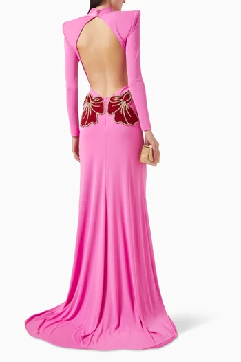 Embellished Open-back Gown