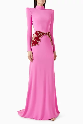 Embellished Open-back Gown