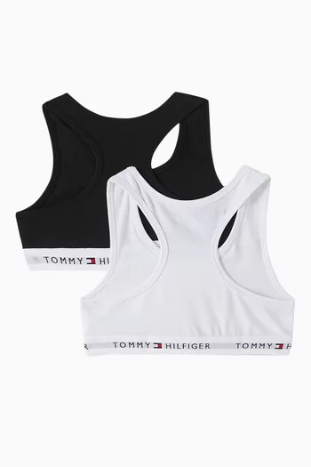 Signature-print Unpadded Bralettes, Pack of 2
