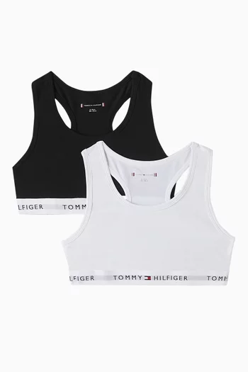 Signature-print Unpadded Bralettes, Pack of 2