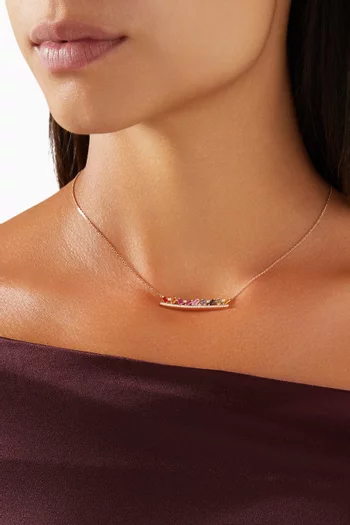 Noor Baguette Sapphires & Diamond Necklace in 18kt Rose Gold