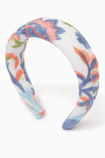 Joanna Floral-embroidered Headband in Cotton