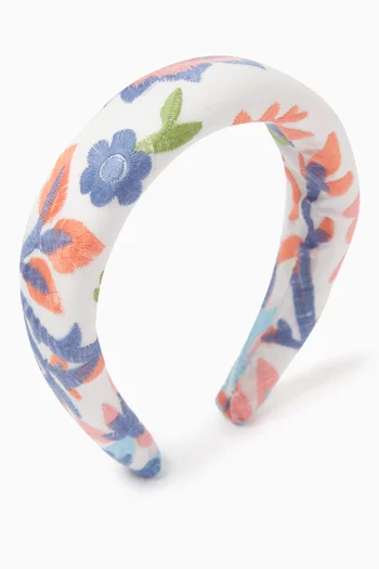Joanna Floral-embroidered Headband in Cotton