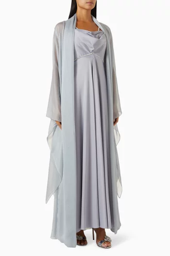 Flannel Robe & Dress Set in Chiffon & Satin