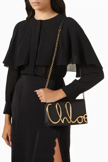 C Logo-applique Crossbody Bag in Leather