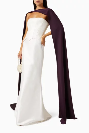 Clair Strapless Cape Gown