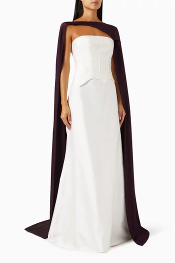 Clair Strapless Cape Gown