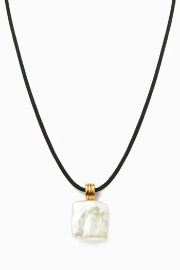 Square Pearl Pendant Necklace 18ct Recycled Gold Vermeil