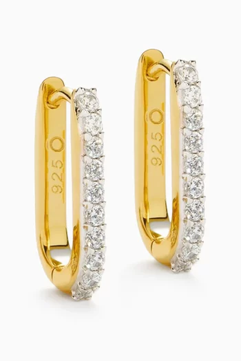 Small Ovate Pavé Hoop Earrings in 18kt Recycled Gold Vermeil