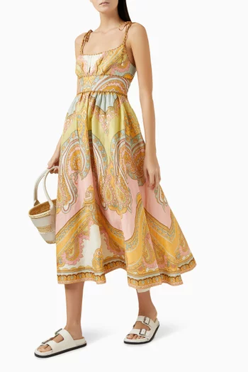 Maxine Picnic Midi Dress in Linen