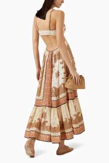 Maxine Plunge Maxi Dress in Ramie