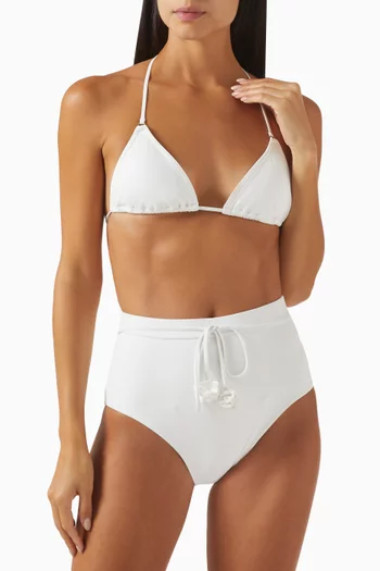 Everley Flower Trim Bikini Set in Stretch Nylon