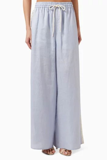 Everley Lace-trim Pants in Linen