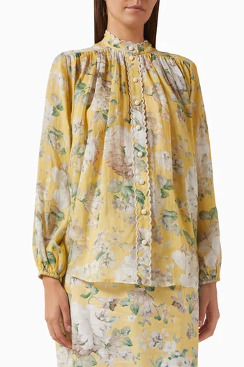 Acacia Scallop Top in Ramie