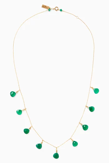 Large Gypsy Necklace with Agate in 18kt Yellow Gold