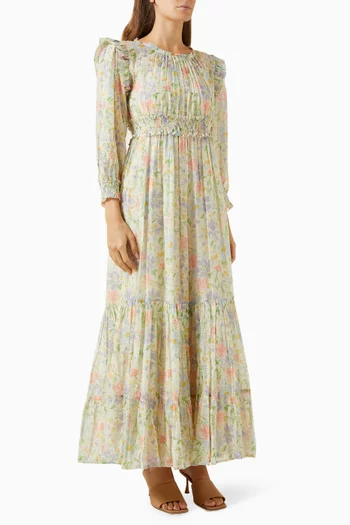 Gianna Floral-print Maxi Dress in Cotton-silk
