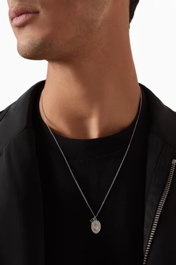 قلادة بينا مرصعة بحجر عقيق فضة إسترلينية