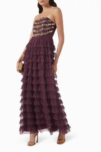 Sequin Ruffle Maxi Dress